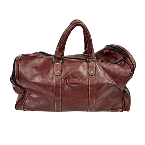 Vintage Leather Genuine Travel Bag Duffle Gym Luggage Overnight Weekend - Picture 1 of 13